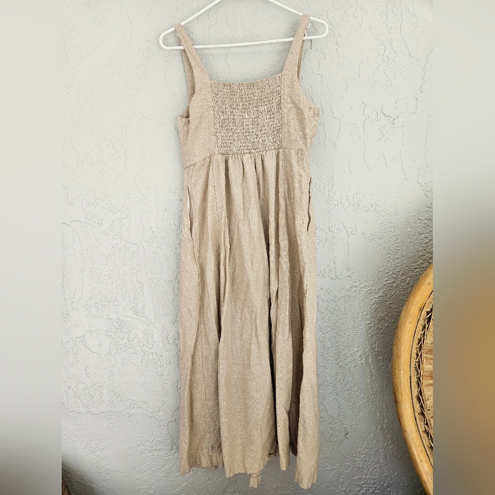 Old Navy Womens Blend Cream Oatmeal Dress M Airy Boho Vacation Flirty - Picture 2 of 7